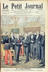 I Elysee-paladset, den ceremonielle overførsel af magten fra præsidenten for den franske republik, illustration fra 